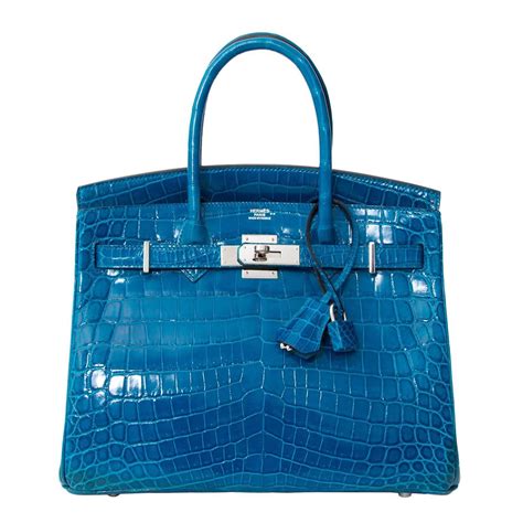 Hermès Birkin 30 Blue Izmir Crocodile Niloticus PHW 